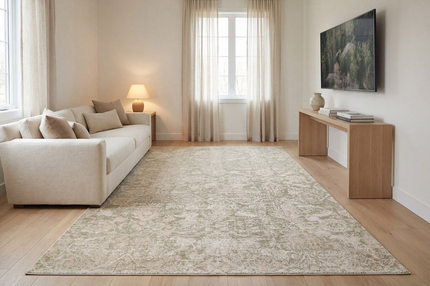 Canyon Transitional Beige/Sage Floral Medium Pile Rug