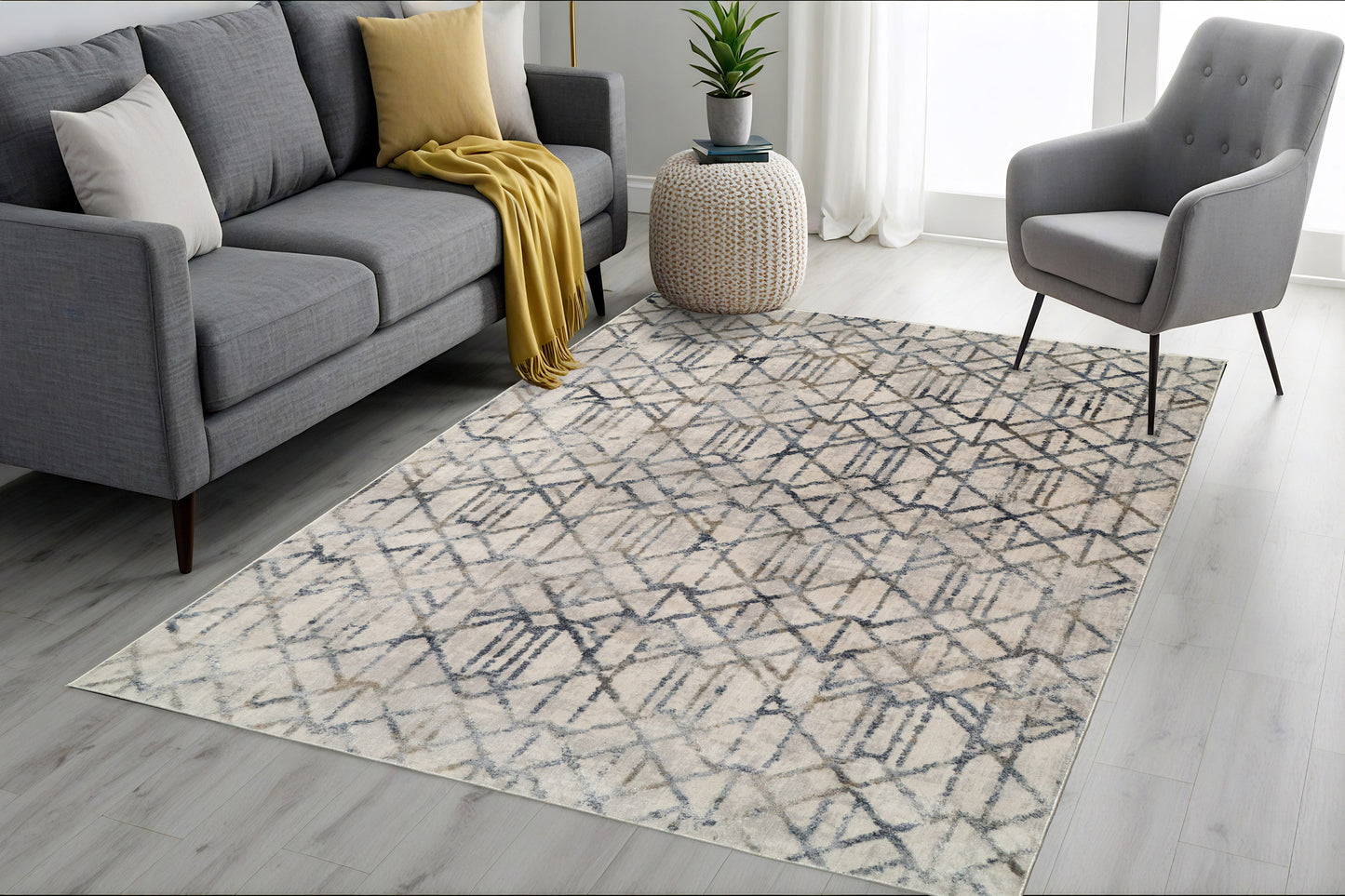 Castilla Modern Grey/Multi Distressed Medium Pile Rug