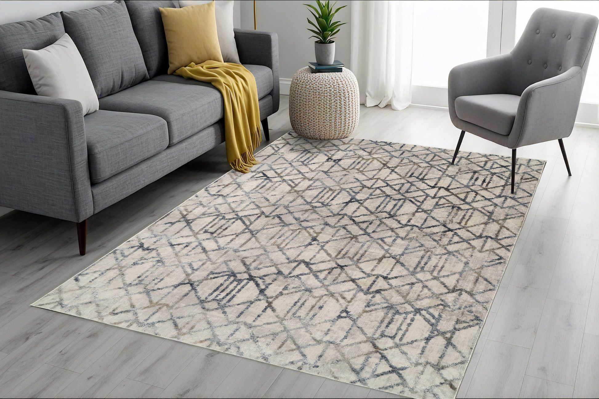 Castilla Modern Grey/Multi Distressed Medium Pile Rug