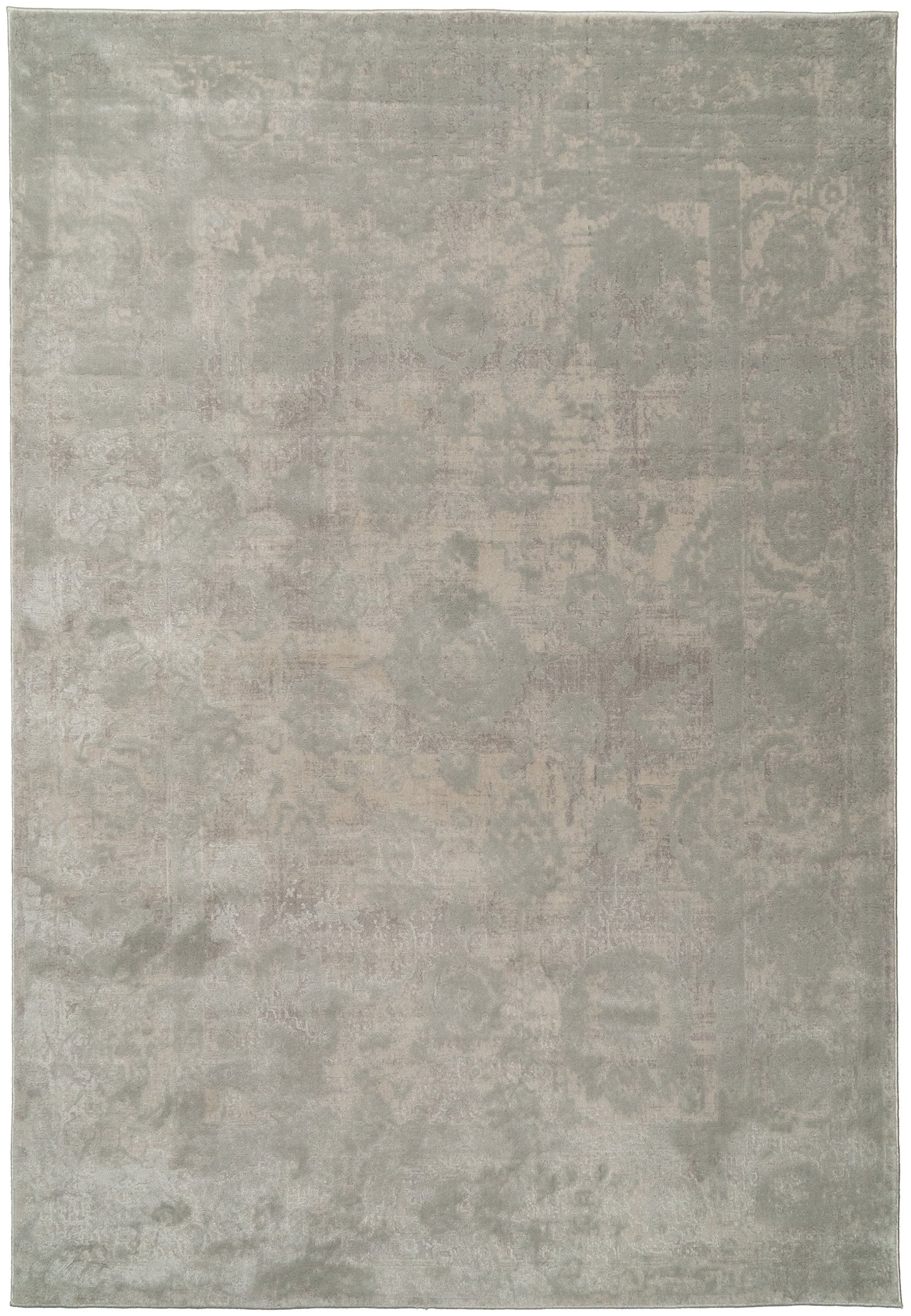 Castilla Modern Cream/Silver Distressed Medium Pile Rug