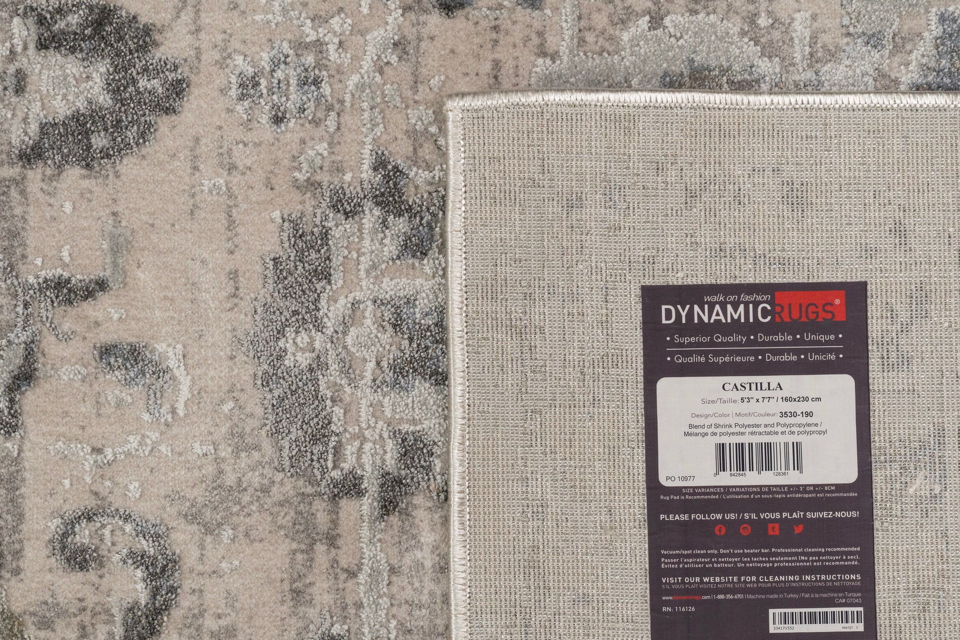 Castilla Modern Ivory/Grey Distressed Medium Pile Rug