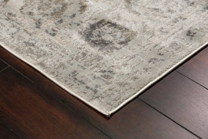 Castilla Modern Ivory/Grey Distressed Medium Pile Rug