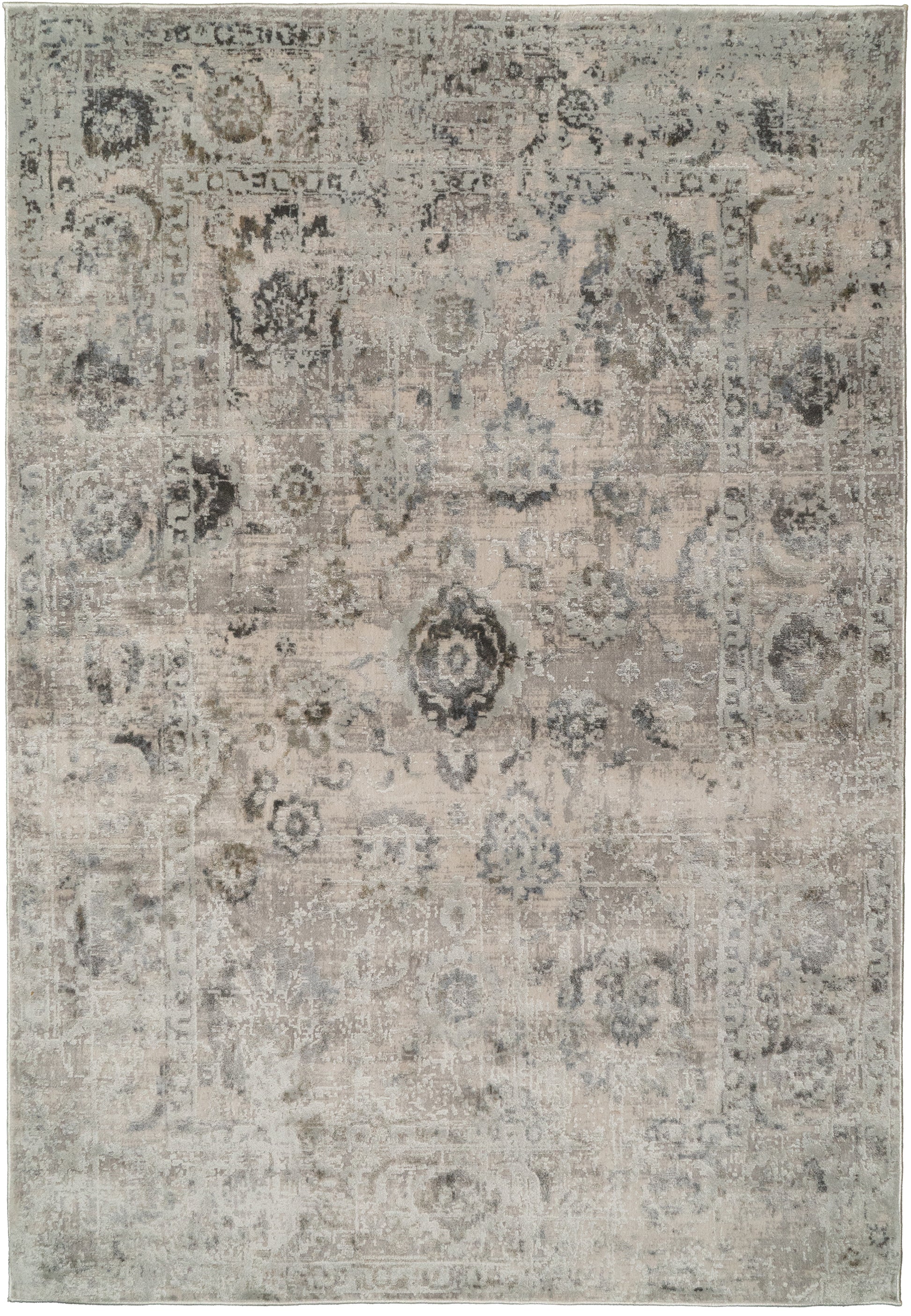 Castilla Modern Ivory/Grey Distressed Medium Pile Rug