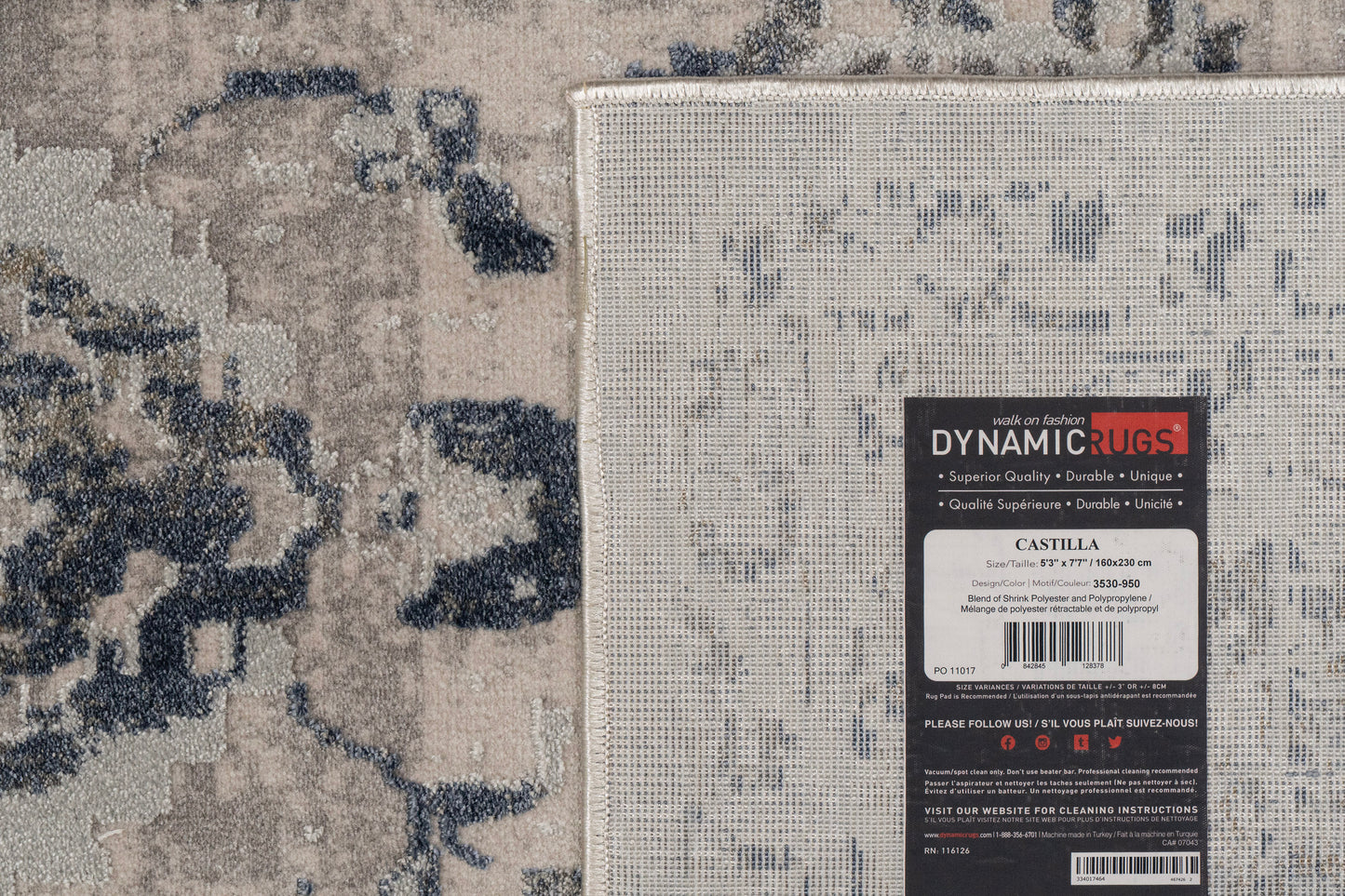 Castilla Modern Grey/Blue Distressed Medium Pile Rug