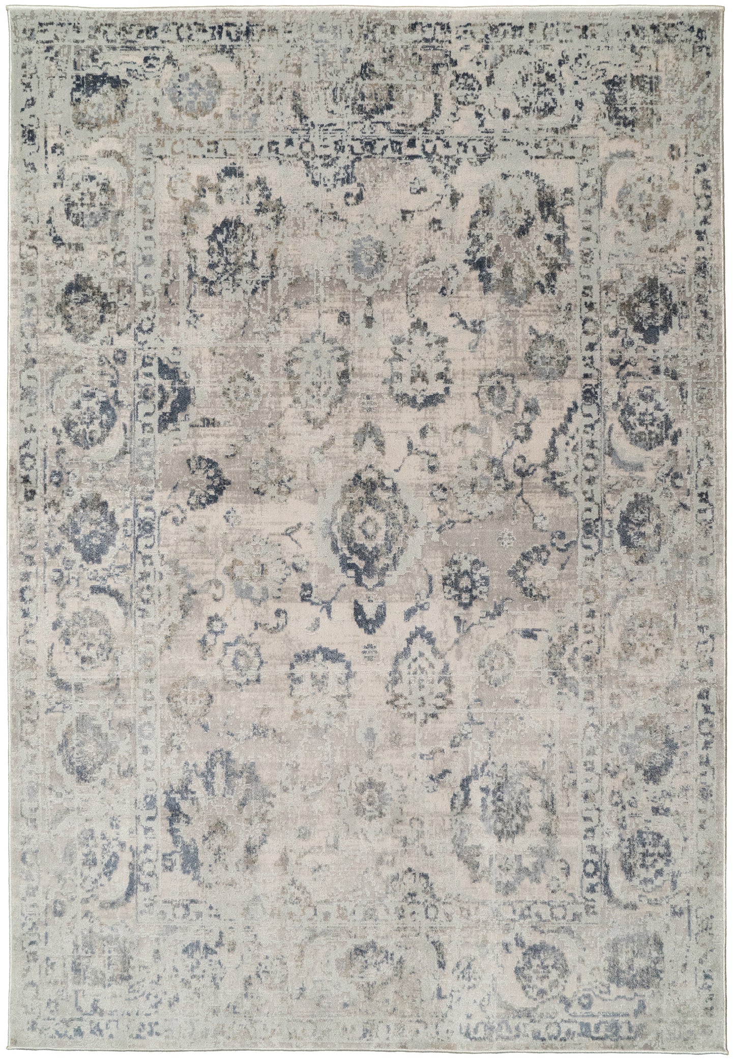 Castilla Modern Grey/Blue Distressed Medium Pile Rug