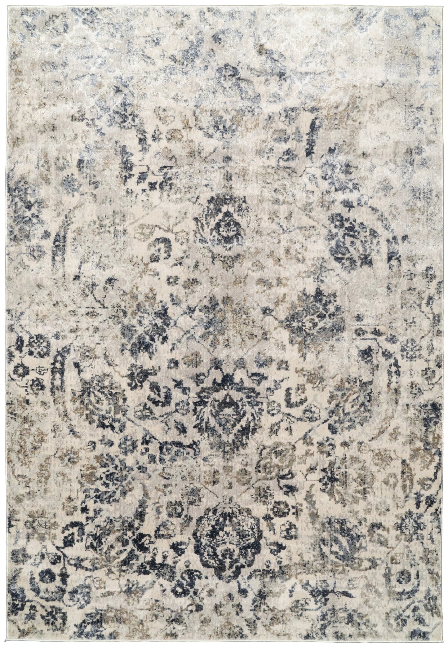 Castilla Modern Cream/Grey Distressed Medium Pile Rug