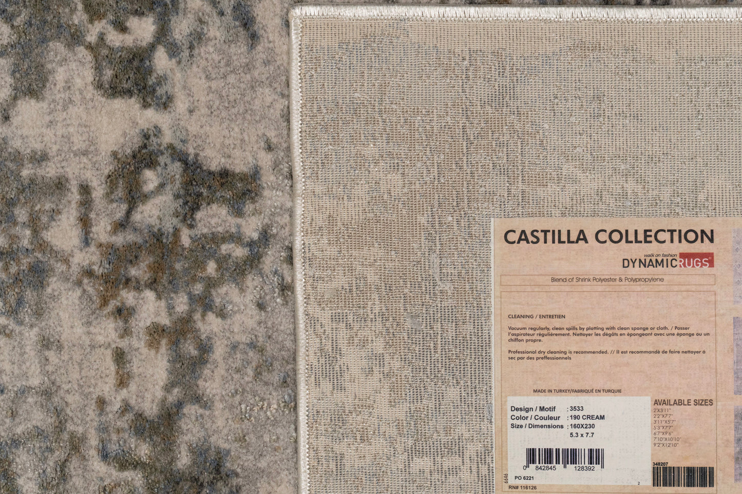 Castilla Modern Cream/Grey Distressed Medium Pile Rug