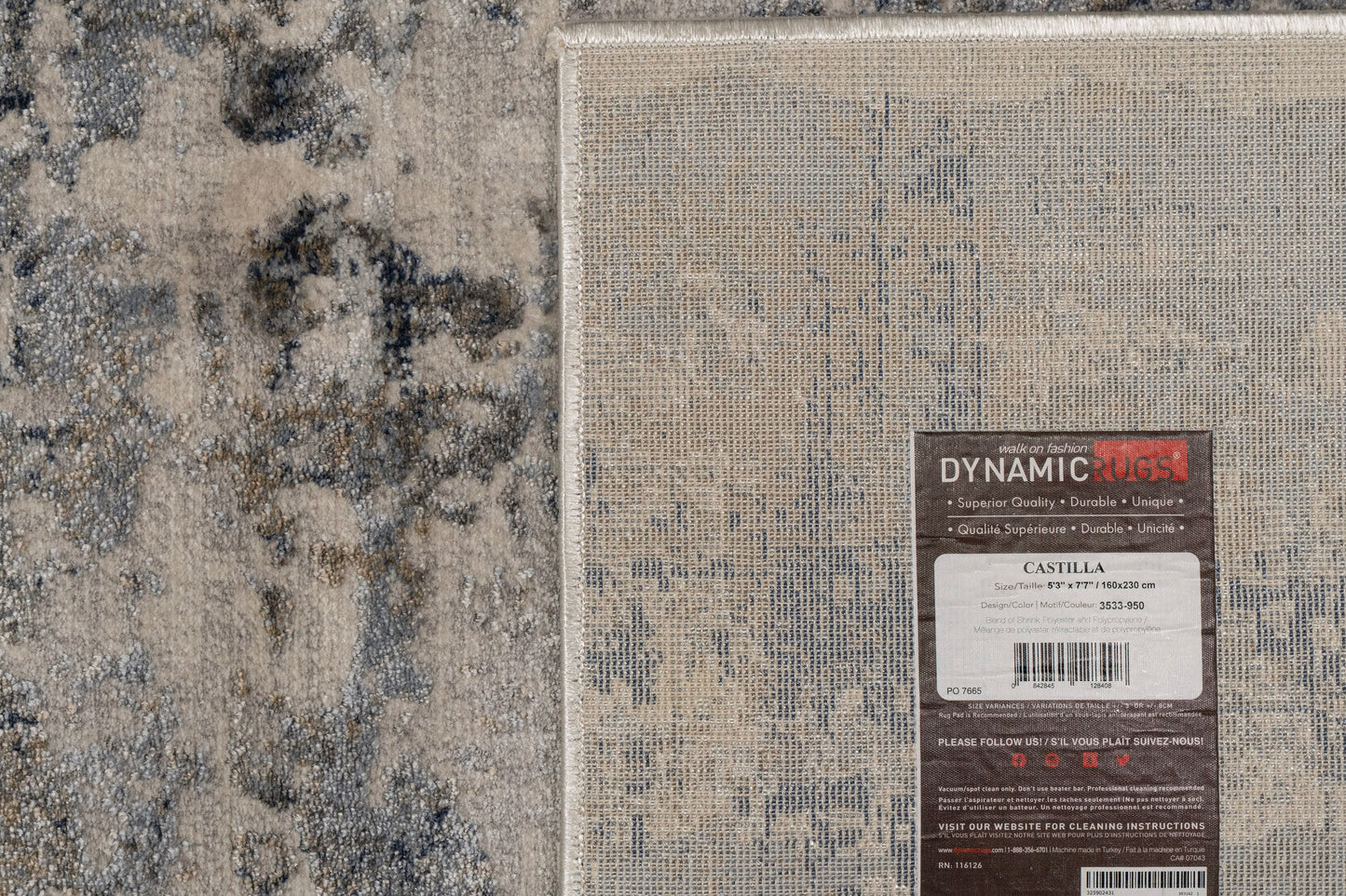 Castilla Modern Grey/Blue Distressed Medium Pile Rug