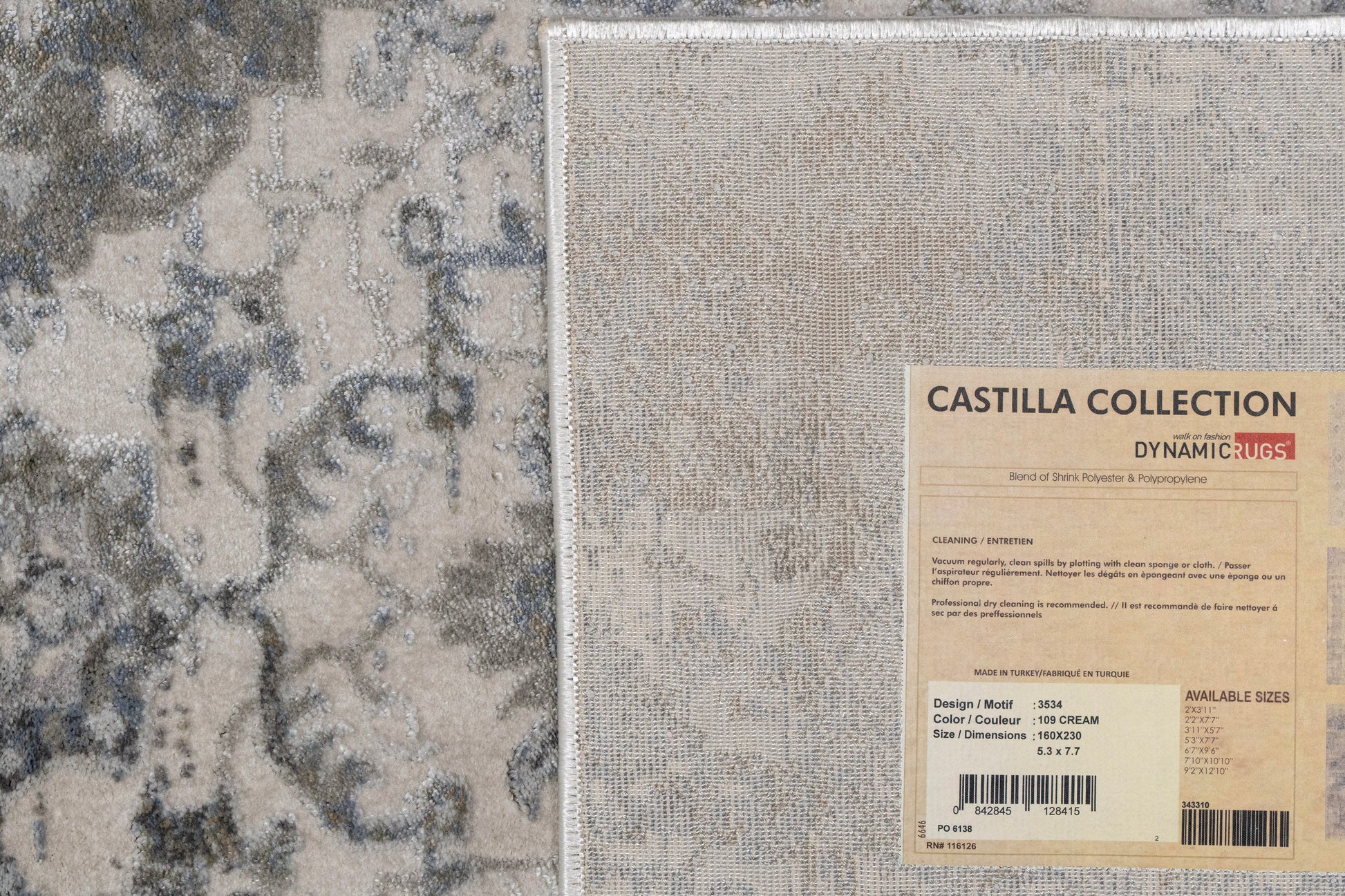 Castilla Modern Cream/Silver Distressed Medium Pile Rug