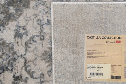 Castilla Modern Cream/Silver Distressed Medium Pile Rug