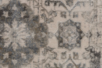 Castilla Modern Cream/Silver Distressed Medium Pile Rug