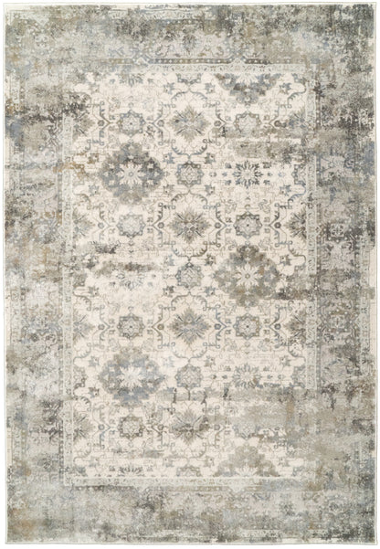 Castilla Modern Cream/Silver Distressed Medium Pile Rug