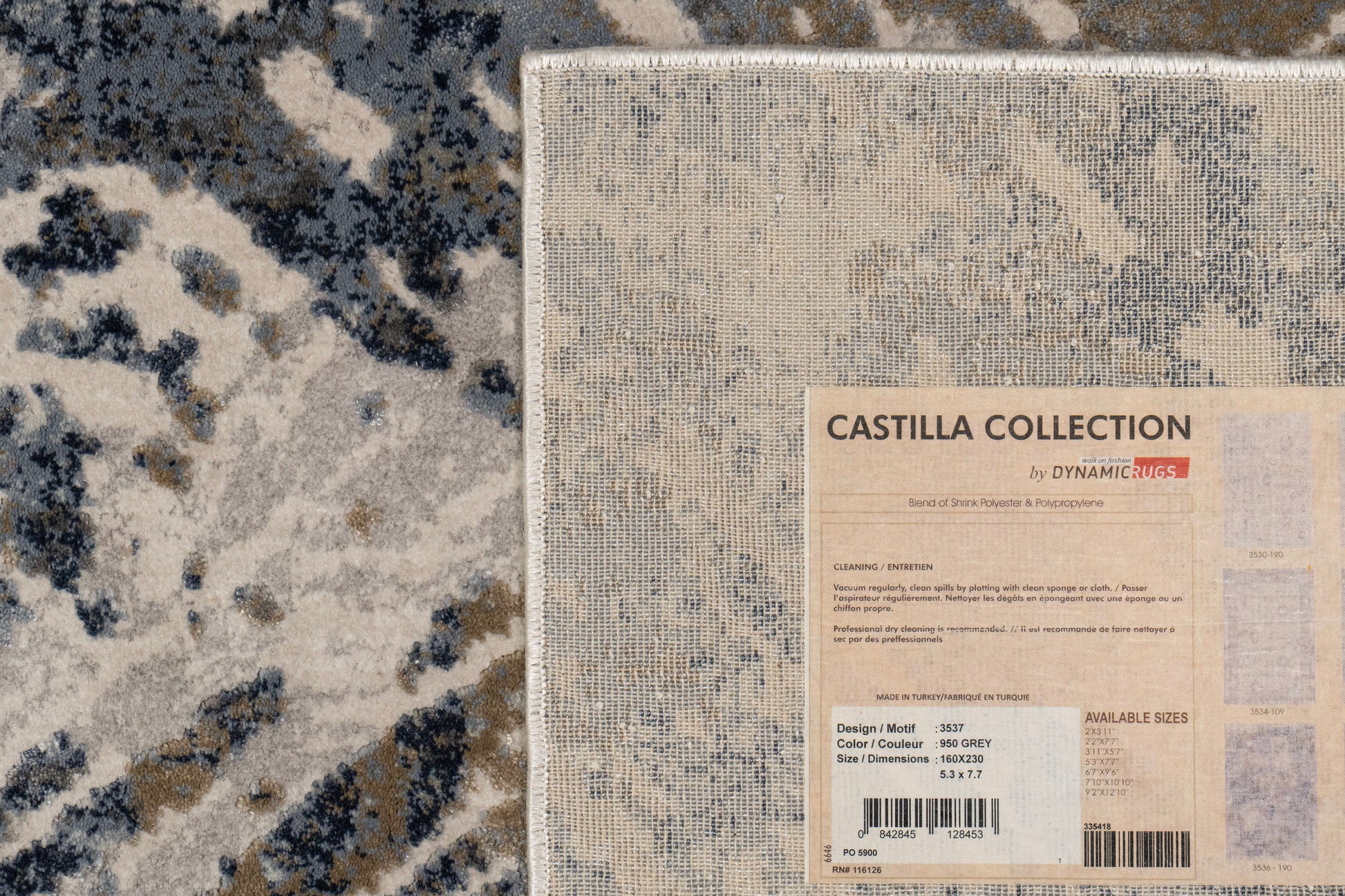 Castilla Modern Grey/Blue Distressed Medium Pile Rug