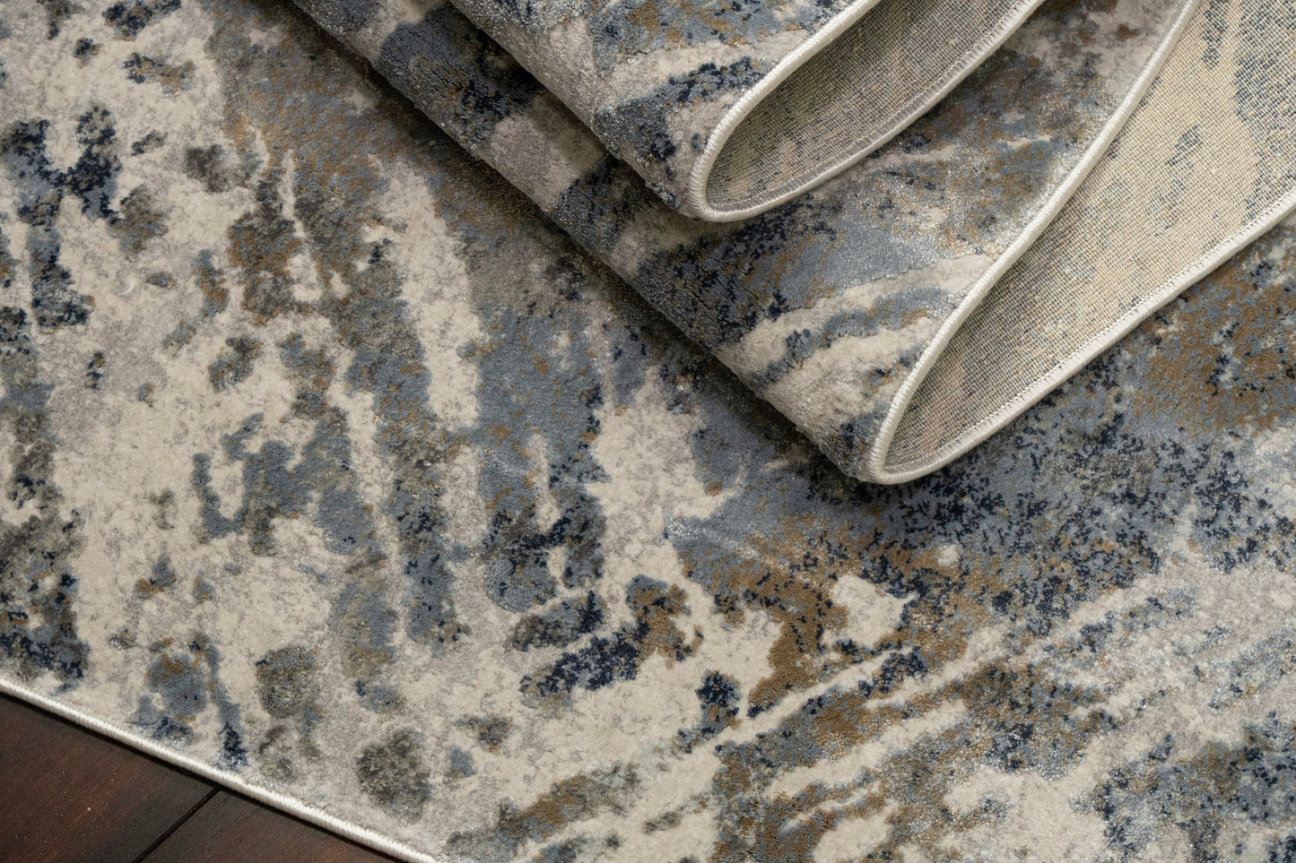 Castilla Modern Grey/Blue Distressed Medium Pile Rug