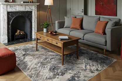 Castilla Modern Grey/Blue Distressed Medium Pile Rug