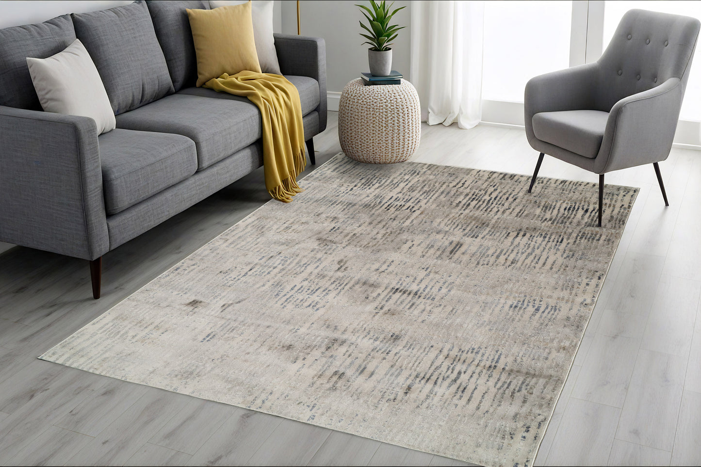 Castilla Modern Grey/Multi Distressed Medium Pile Rug
