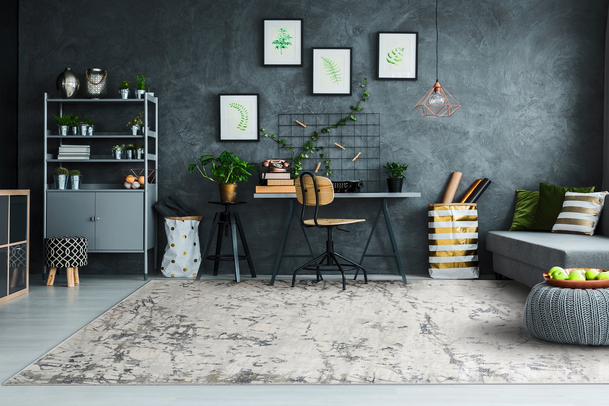 Castilla Modern Ivory/Beige Distressed Medium Pile Rug