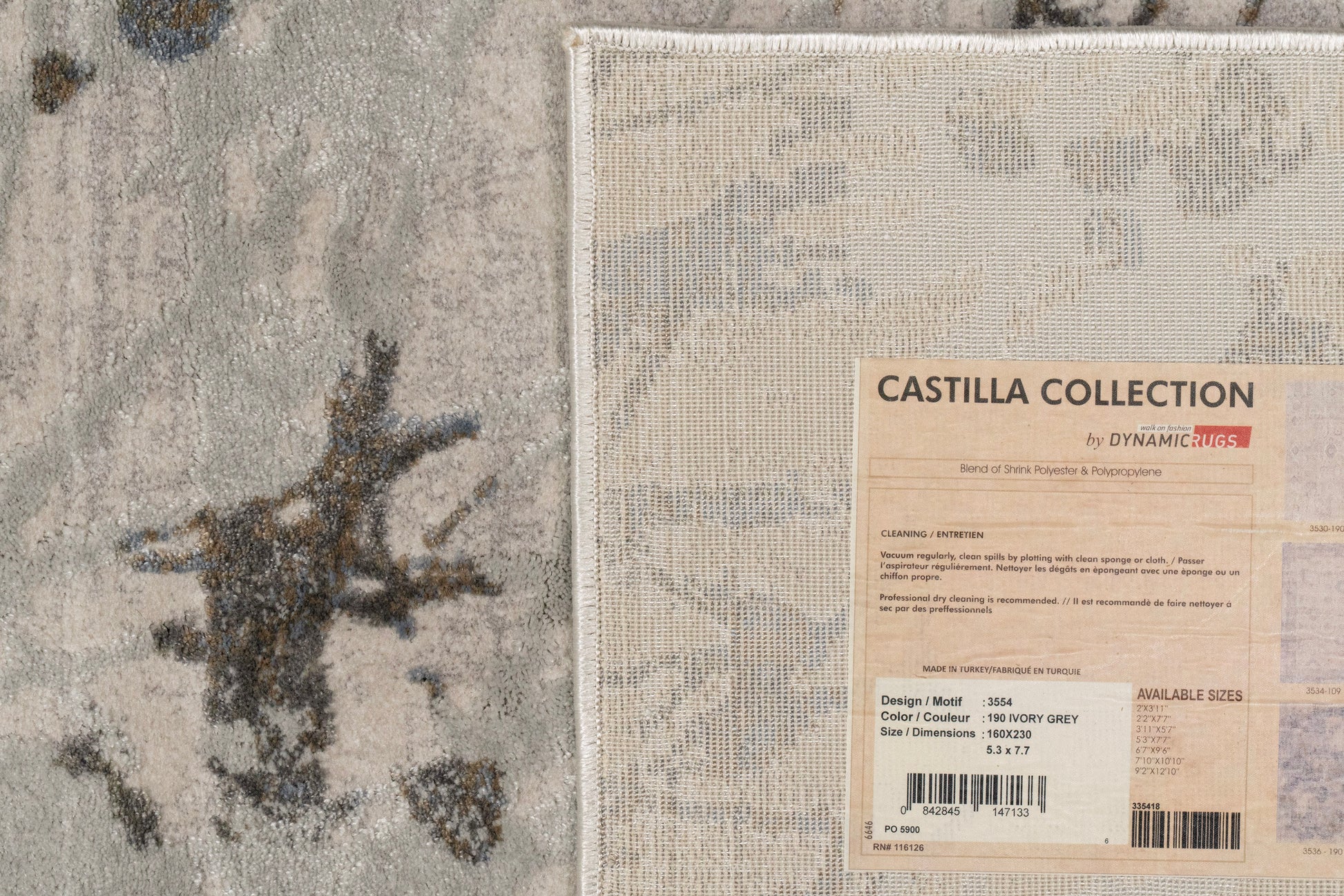 Castilla Modern Ivory/Grey Distressed Medium Pile Rug