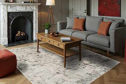 Castilla Modern Ivory/Grey Distressed Medium Pile Rug