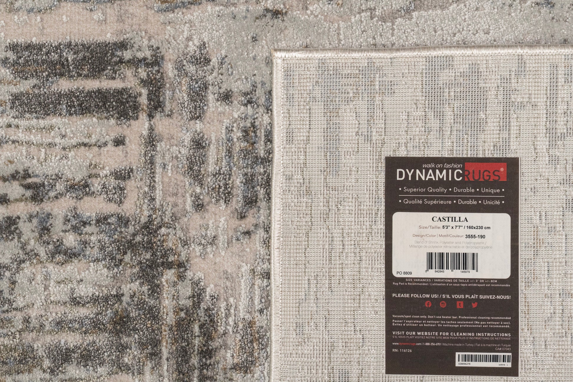 Castilla Modern Ivory/Grey Distressed Medium Pile Rug