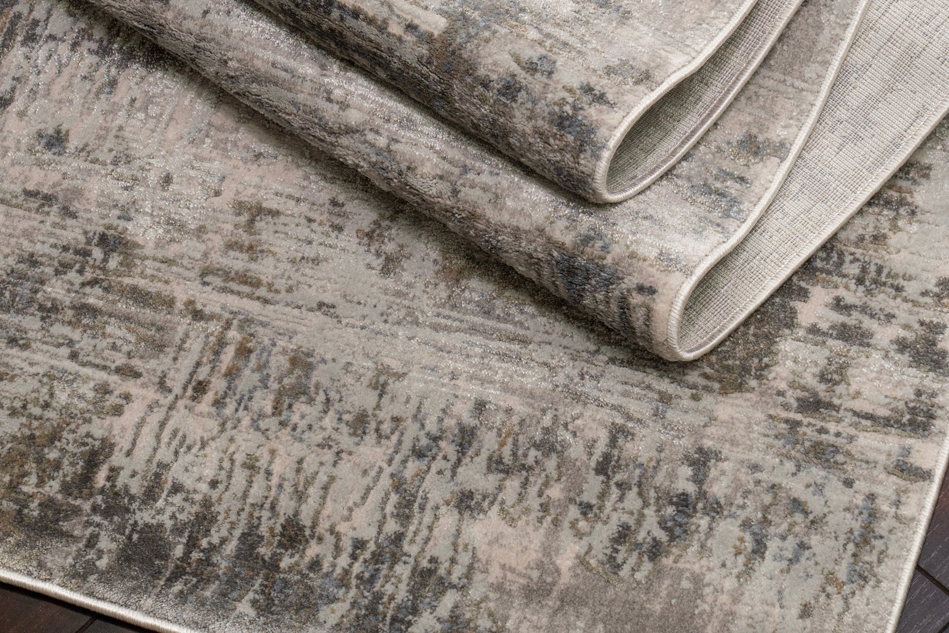Castilla Modern Ivory/Grey Distressed Medium Pile Rug