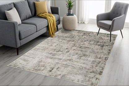 Castilla Modern Ivory/Grey Distressed Medium Pile Rug