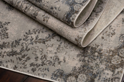 Castilla Modern Light Grey Distressed Medium Pile Rug