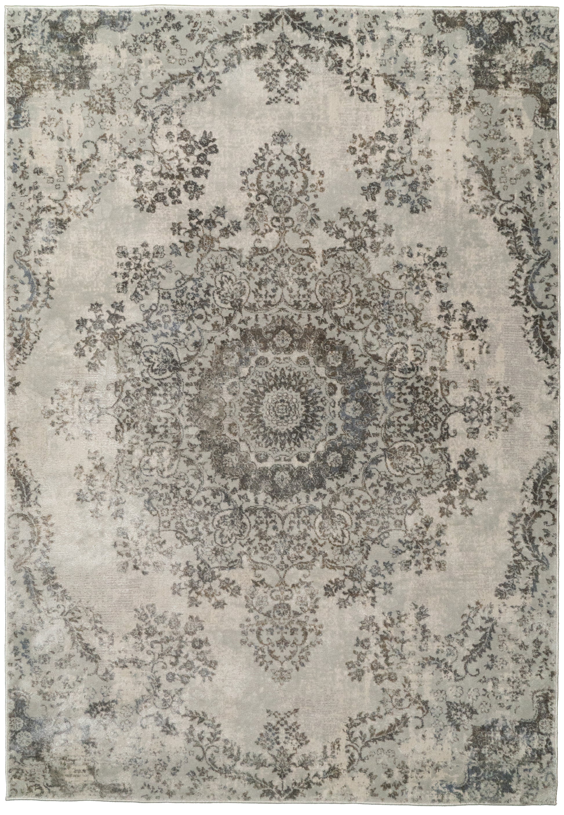 Castilla Modern Light Grey Distressed Medium Pile Rug