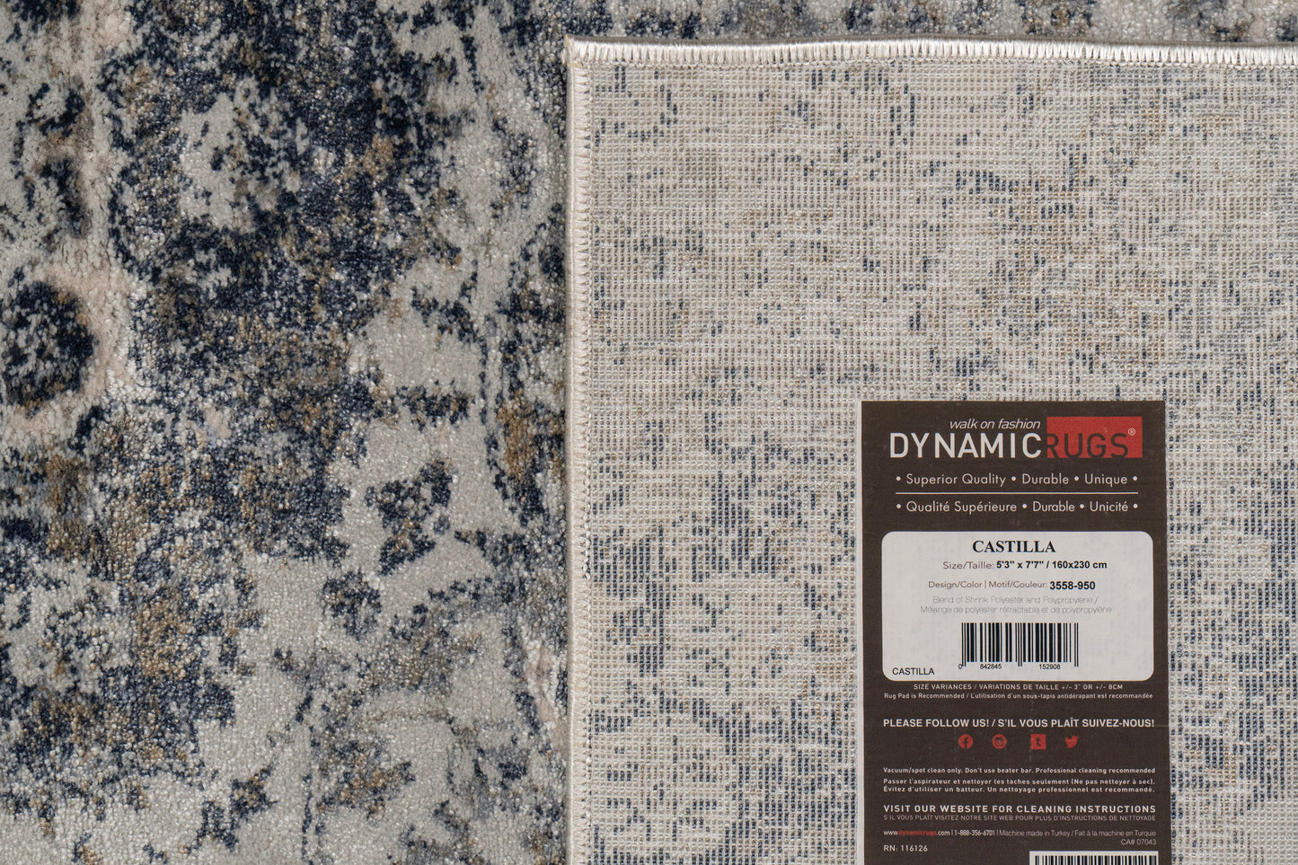Castilla Modern Grey/Blue Distressed Medium Pile Rug
