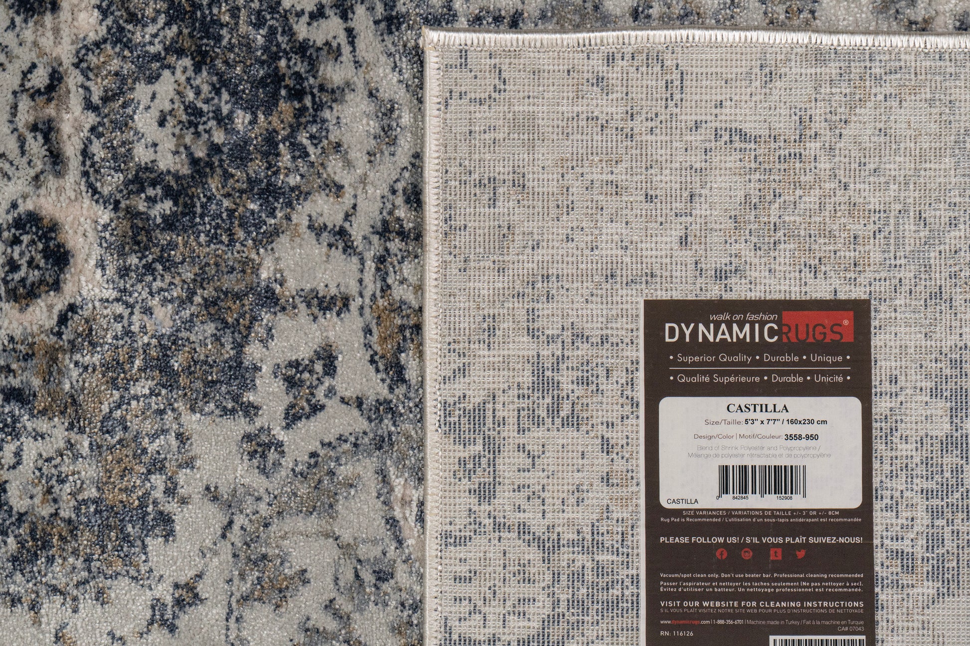 Castilla Modern Grey/Blue Distressed Medium Pile Rug