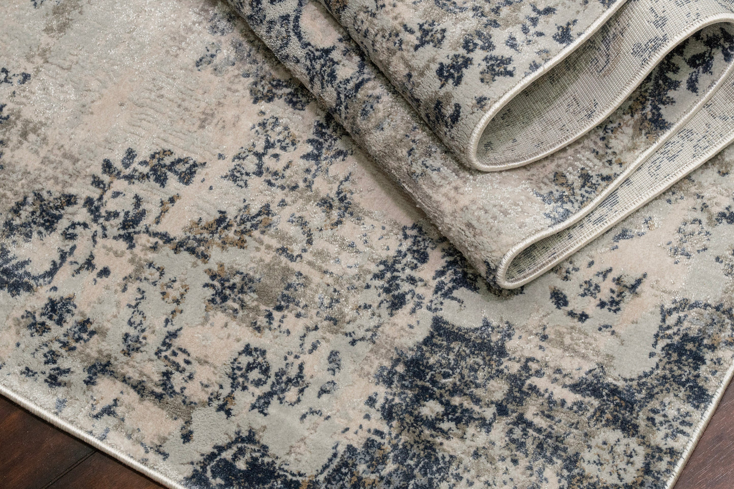 Castilla Modern Grey/Blue Distressed Medium Pile Rug