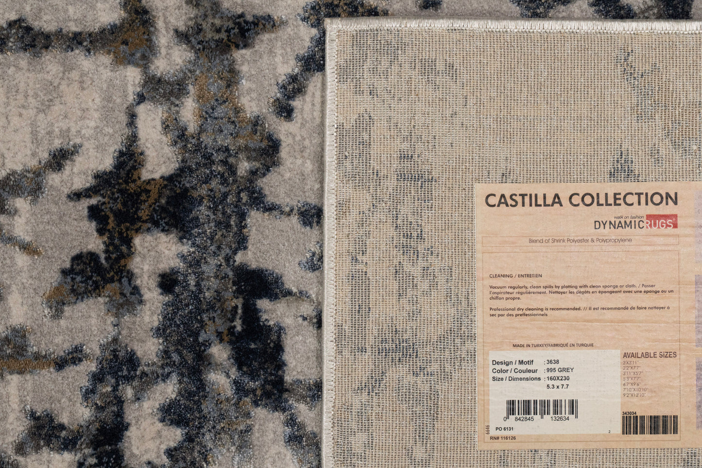 Castilla Modern Grey/Multi Distressed Medium Pile Rug