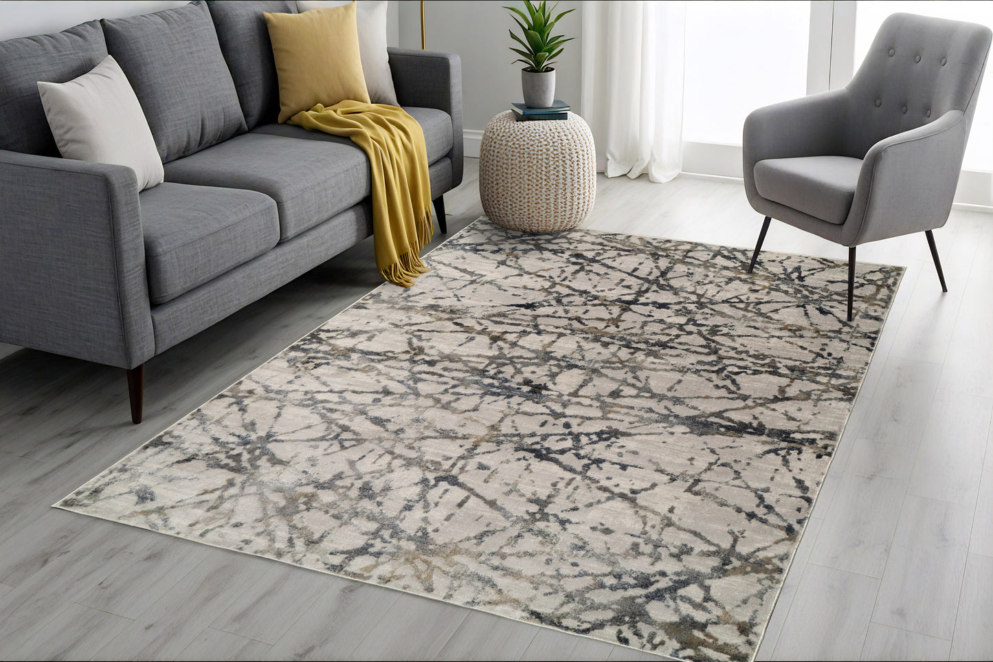 Castilla Modern Grey/Multi Distressed Medium Pile Rug