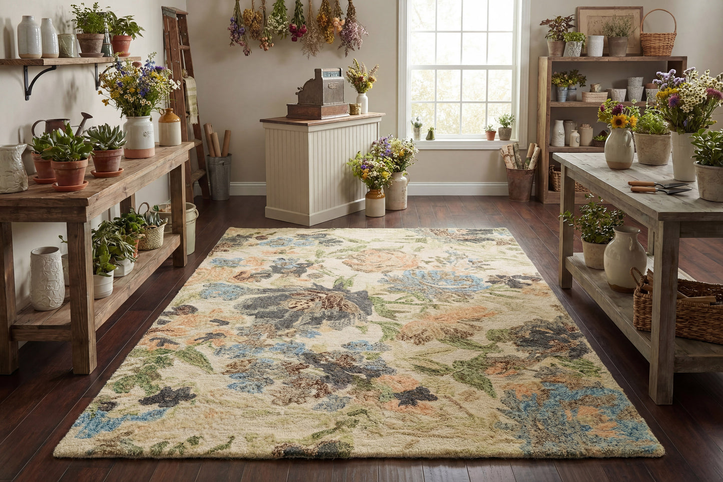 Daisy Transitional Ivory/Multi Floral Medium Pile Rug