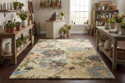Daisy Transitional Ivory/Multi Floral Medium Pile Rug