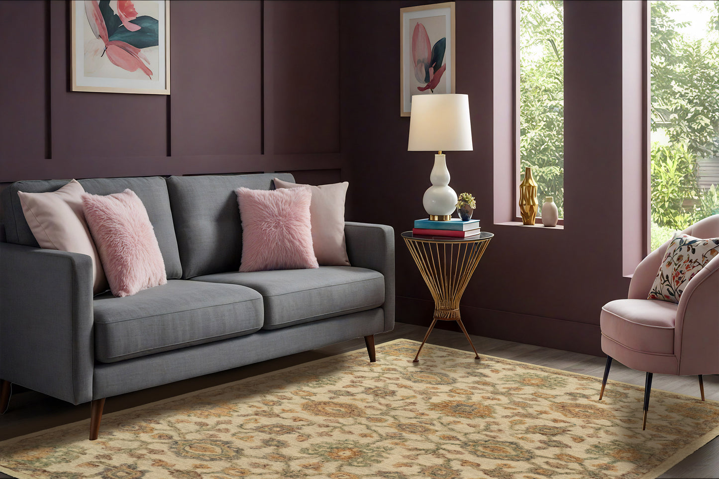 Daisy Transitional Ivory/Multi Floral Medium Pile Rug