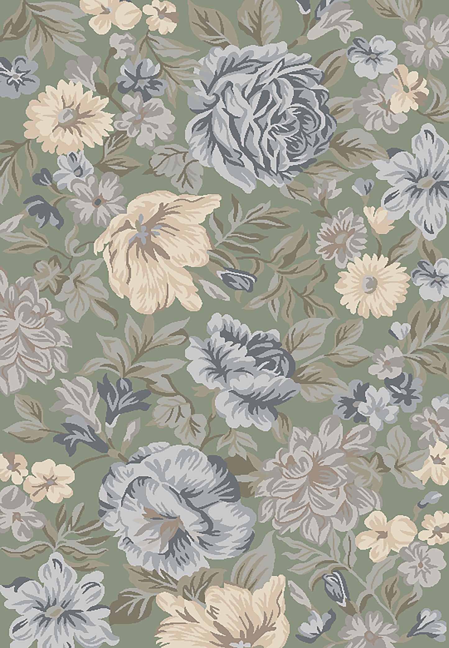 Daisy Modern Light Green/Multi Floral Medium Pile Rug