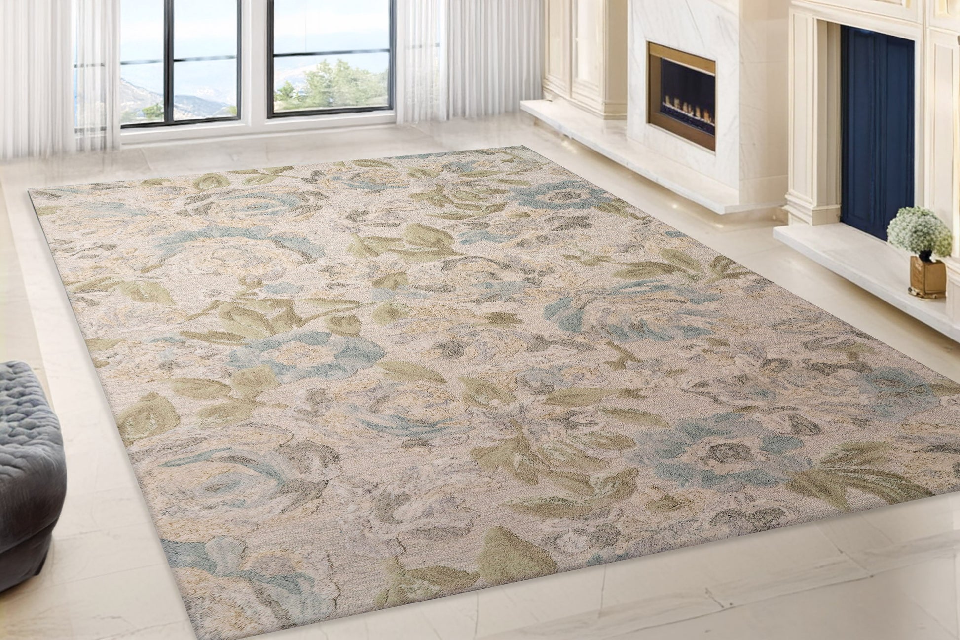 Daisy Modern Sage/Multi Floral Medium Pile Rug