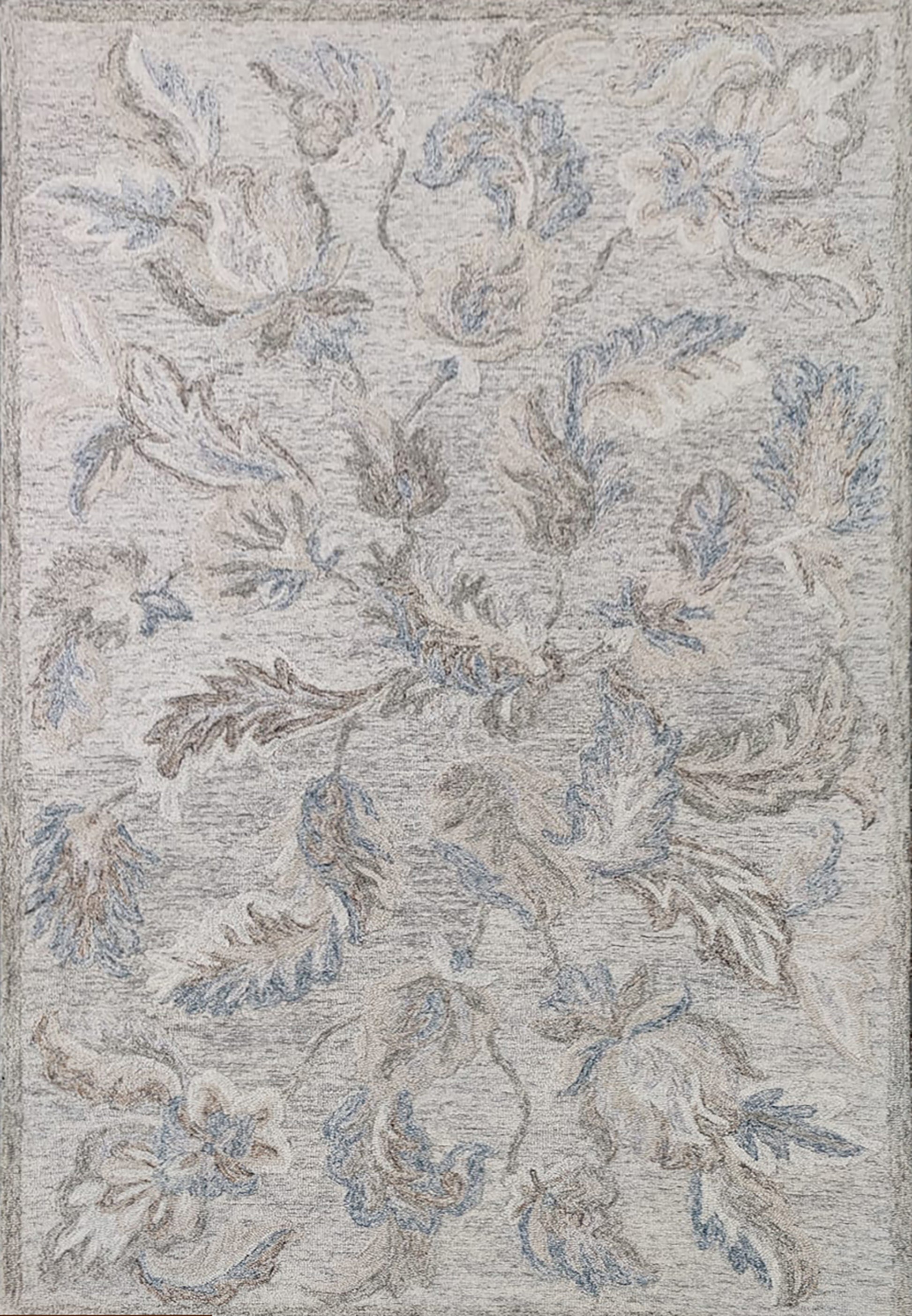 Daisy Modern Grey/Blue Floral Medium Pile Rug
