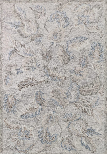 Daisy Modern Grey/Blue Floral Medium Pile Rug