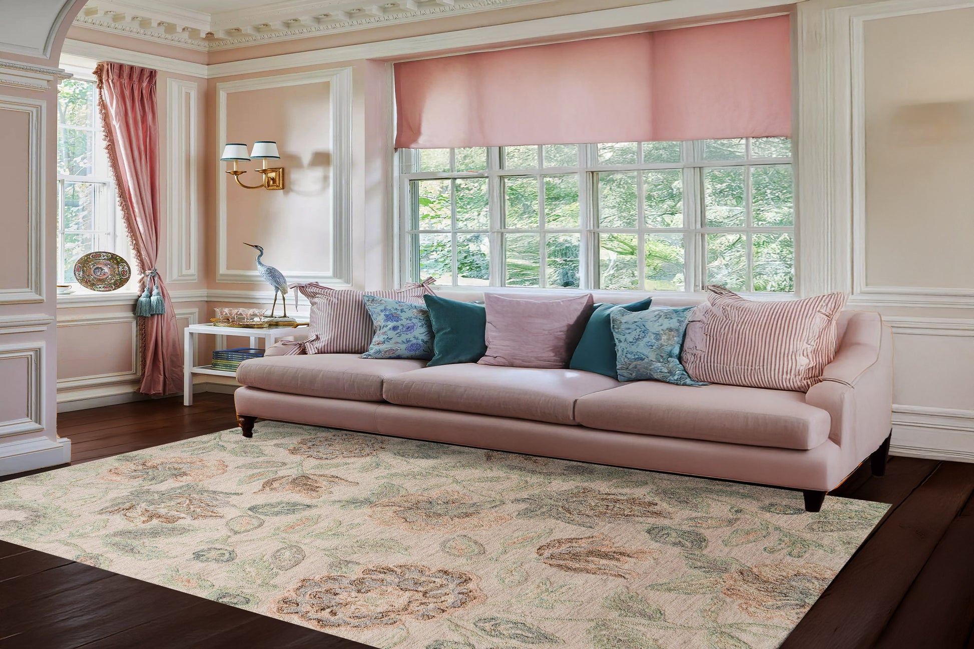 Daisy Modern Beige/Sage/Rust Floral Medium Pile Rug