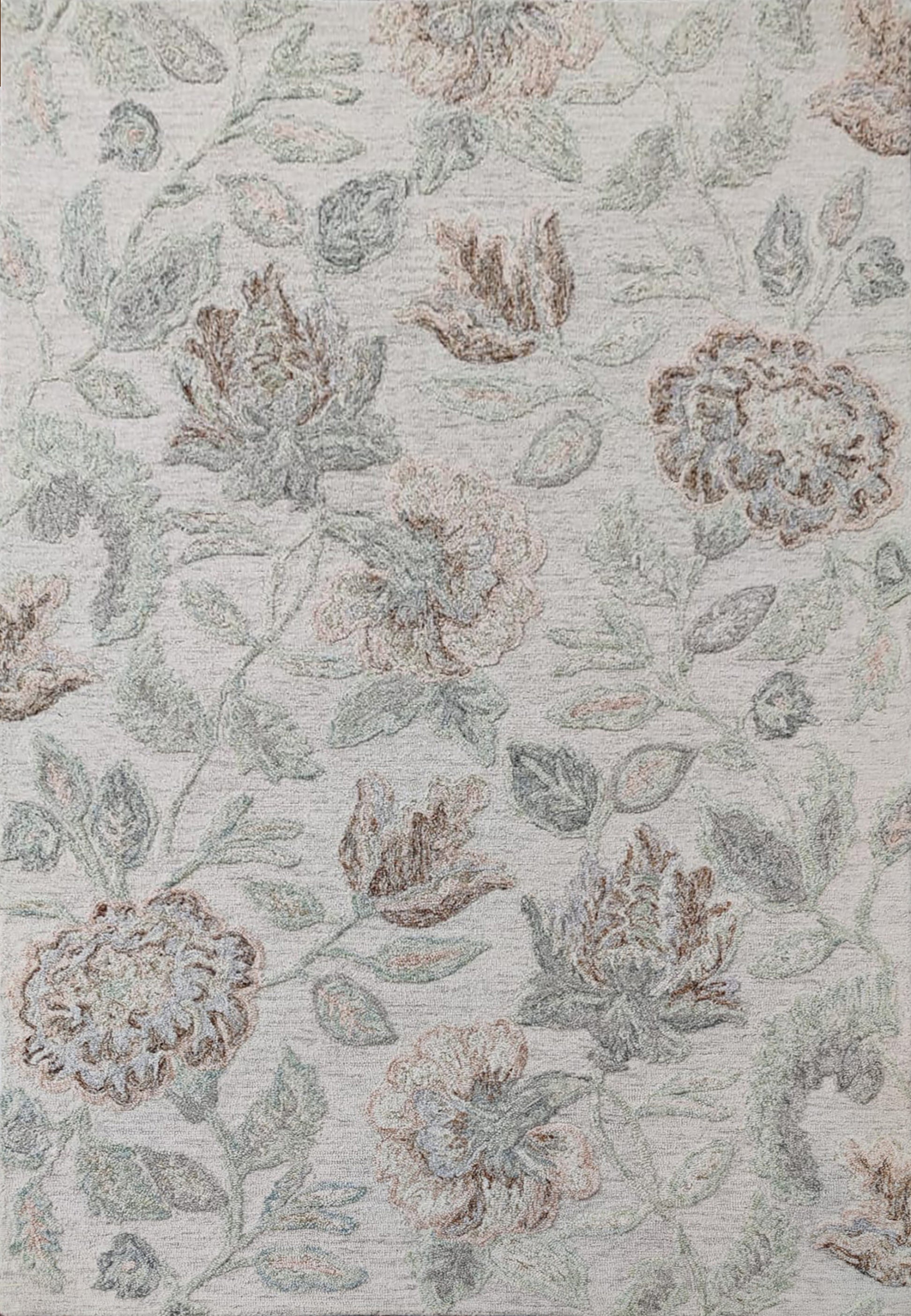 Daisy Modern Beige/Sage/Rust Floral Medium Pile Rug