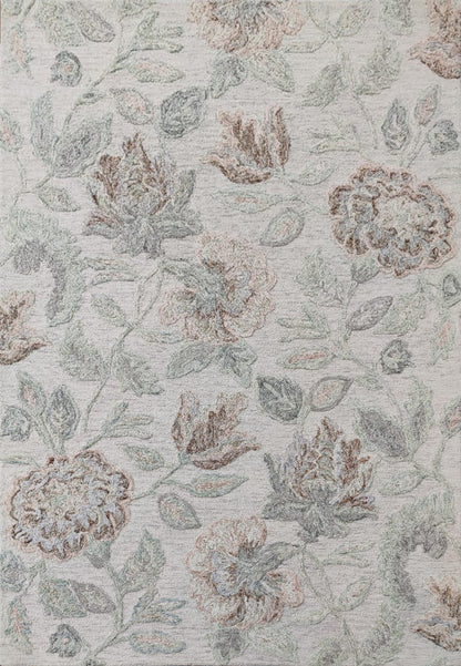 Daisy Modern Beige/Sage/Rust Floral Medium Pile Rug