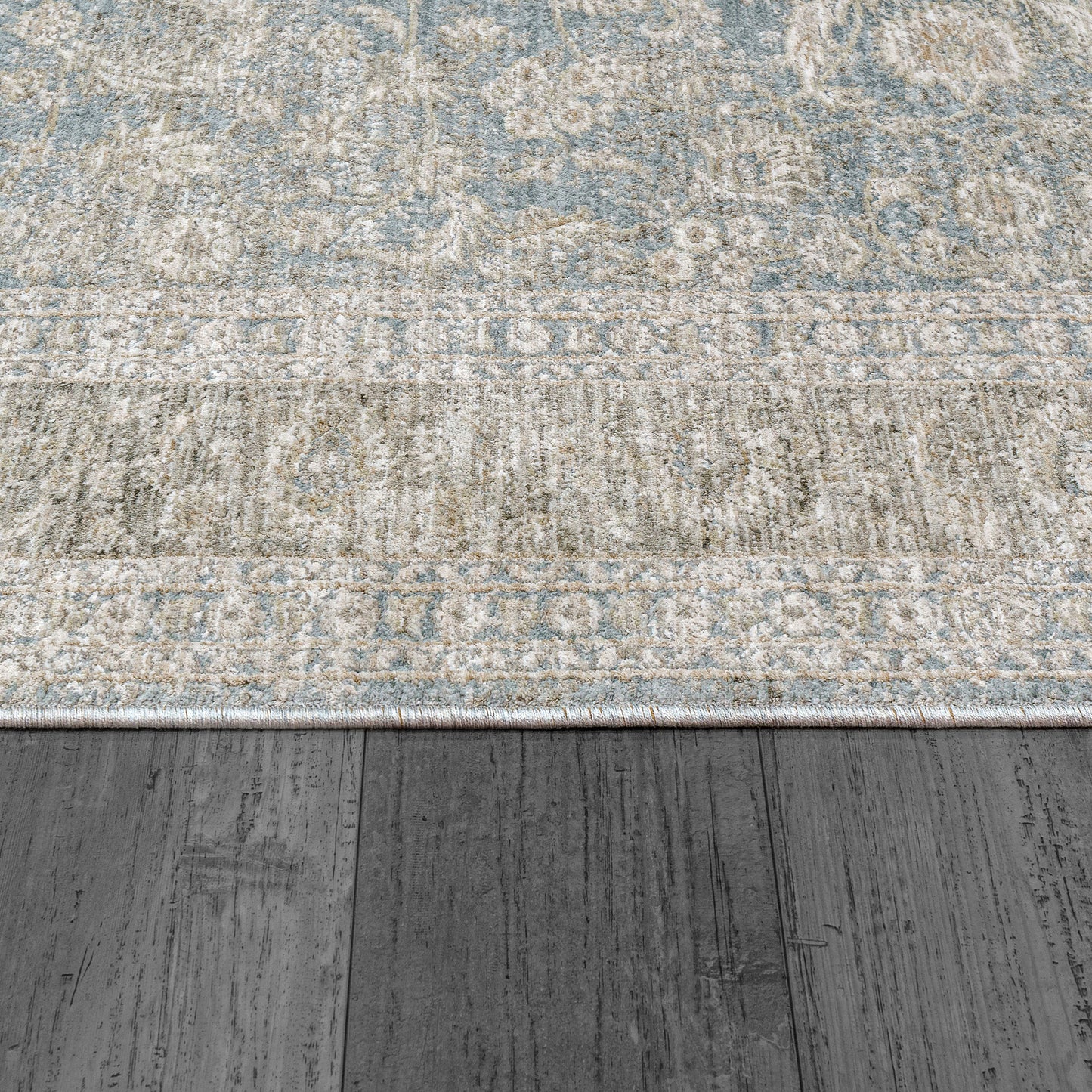 Dharma Transitional Light Blue/Beige Floral Low Pile Rug