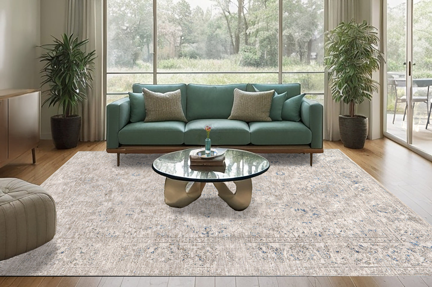 Dharma Transitional Ivory/Beige Floral Low Pile Rug