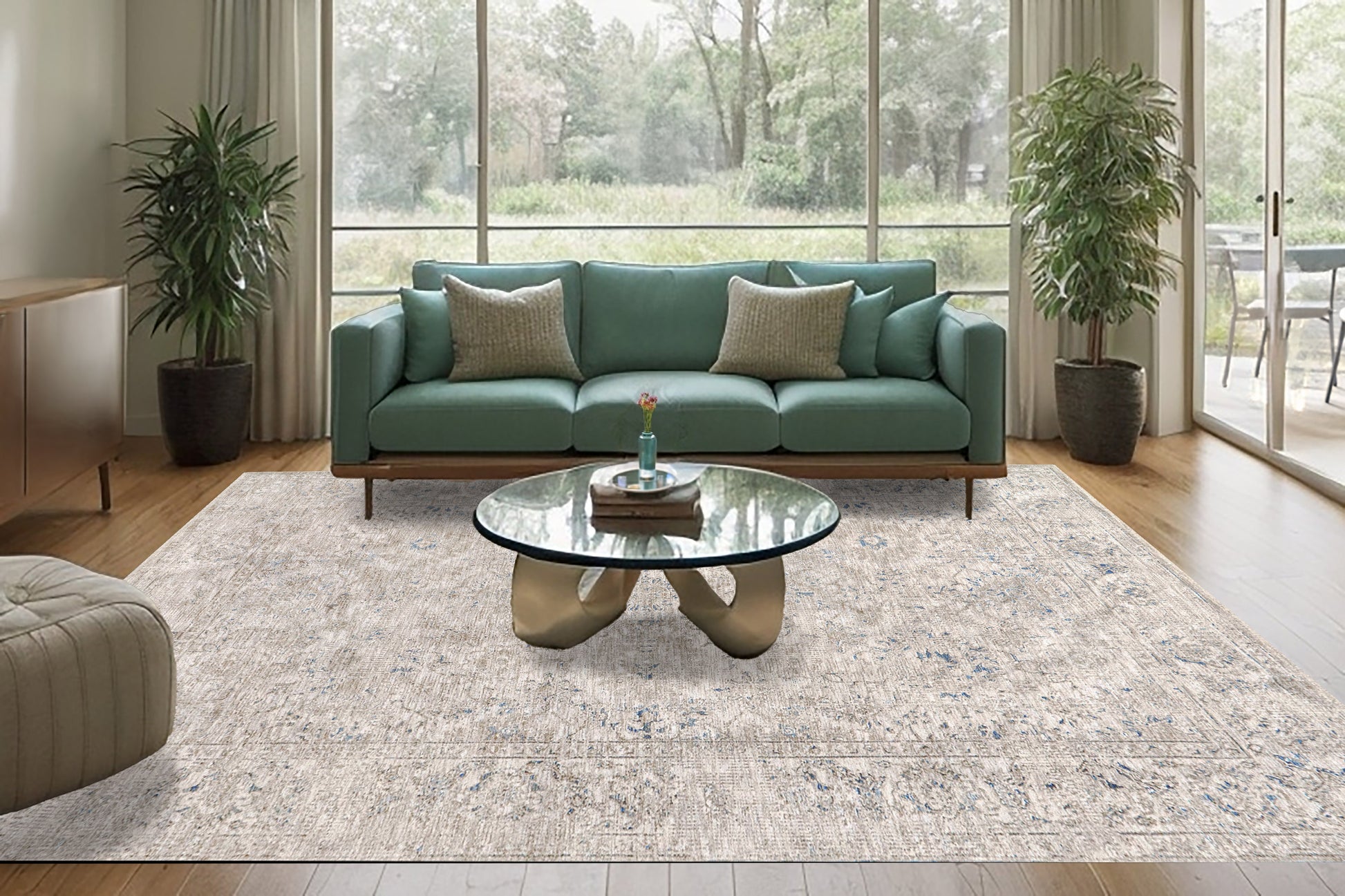 Dharma Transitional Ivory/Beige Floral Low Pile Rug