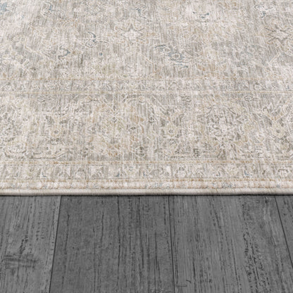 Dharma Transitional Light Beige/Grey Floral Low Pile Rug