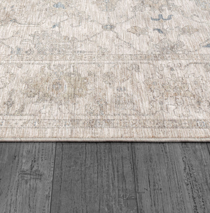 Dharma Transitional Ivory/Beige Floral Low Pile Rug