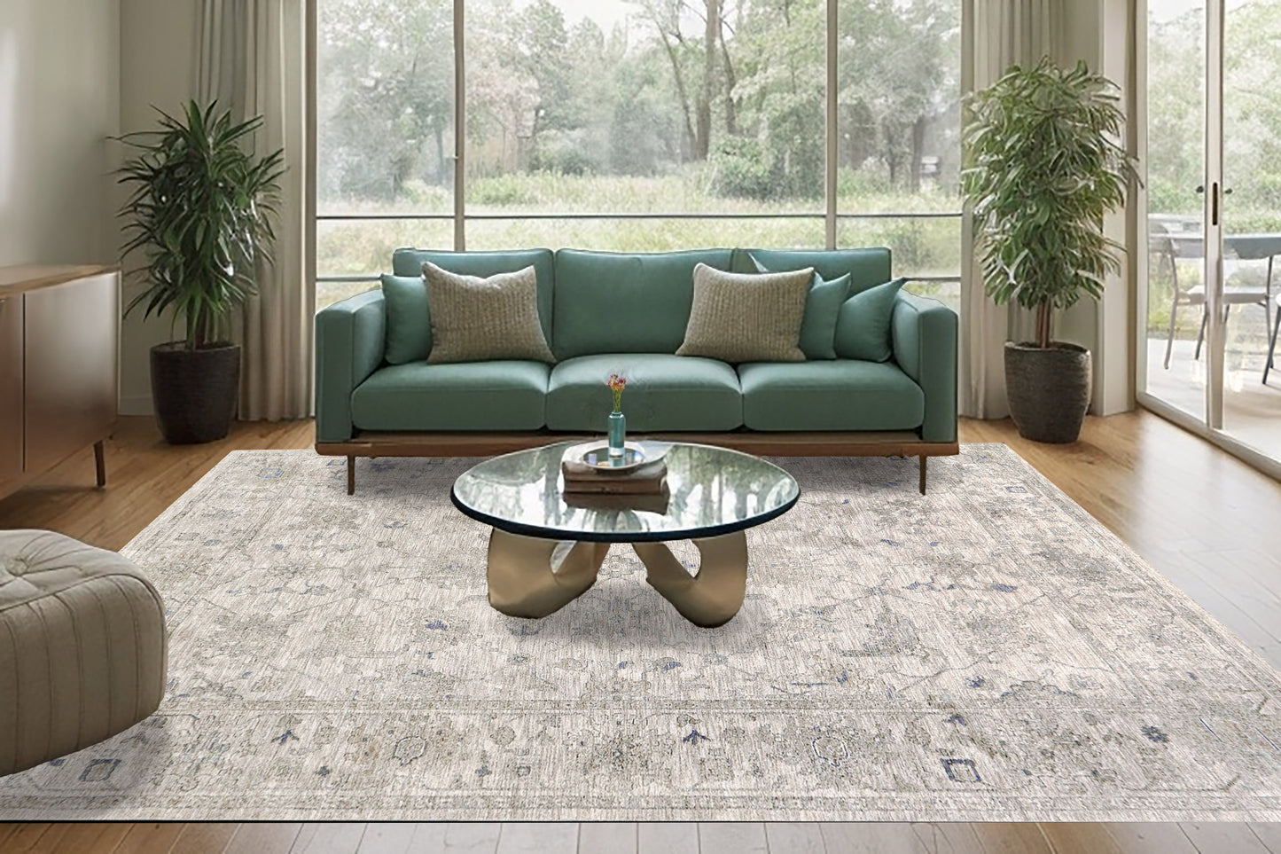 Dharma Transitional Ivory/Beige Floral Low Pile Rug