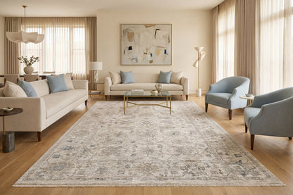 Dharma Transitional Ivory/Beige Floral Low Pile Rug